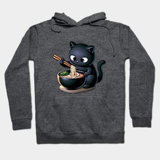 Noodle-Loving Cat - Cute Ramen Graphic Tee Hoodie